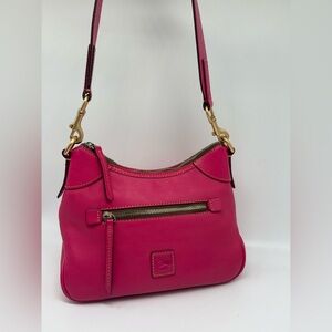 Dooney & Bourke Fuchsia  Bright Pink Florentine Leather Small Hobo Shoulder Bag